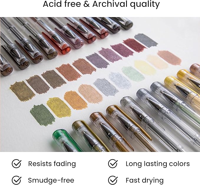 OfficeGoods Blue Gel Pens with Refills – Colored Adults Coloring Art – Medium 0.8-1.0mm Tips – Non-Toxic Gel Pens Set – Quick Dry Smudge-Free 24 Pack Colors