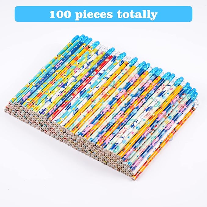 Kolewo4ever 100 Pieces Under The Sea Pencils Ocean Pencil Wood Pencil Oceam Element Sea Themed Pencils for Teachers Classrooms Reward School,Learning Activities