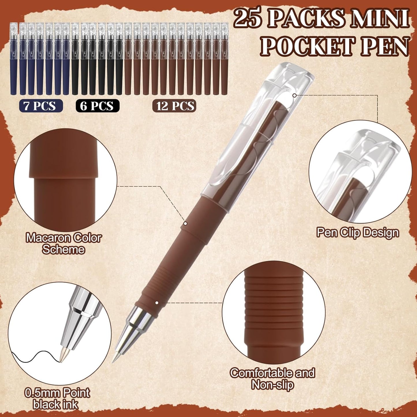 25 Pack Pocket Small Notebook Journals with Pen 5.6'' x 3.7'' Mini Journaling Notepads A6 Ruled Journals Hardcover Lined Notebook Bulk with Pen Holder for Office School Memo(Vintage Colors)