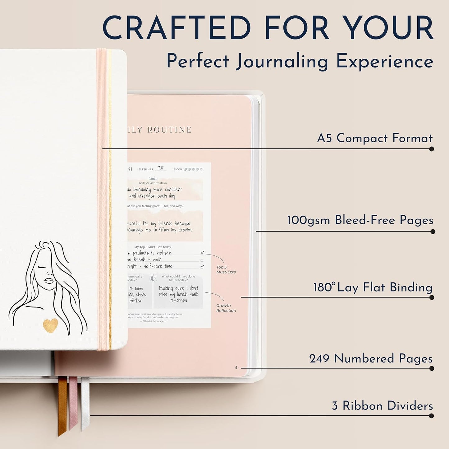 RYVE Daily Gratitude Journal for Women: 6-Month Guided Positivity & Wellness Journal with Prompts - Affirmation, Mindfulness, Self Help & Reflection, Gratitude Journal Notebook, Manifestation Journal