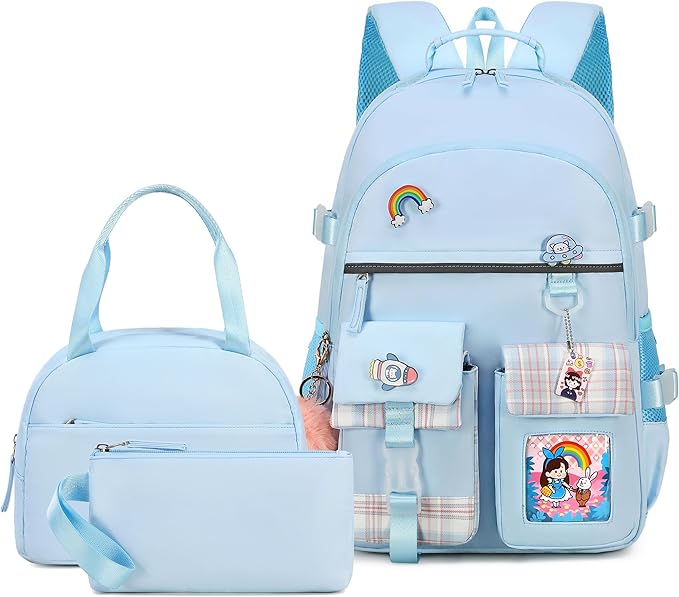 Hey Yoo Cute Backpack for School Backpack for Girls Backpack with Lunch Box Bookbag Set Kids Backpacks for Teen Girls