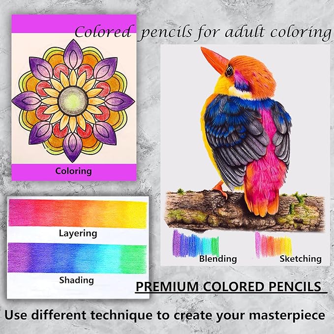 KALOUR Premium Colored Pencils,Set of 120 Colors,Artists Soft Core with Vibrant Color,Ideal for Drawing Sketching Shading,Coloring Pencils for Adults Beginners kids