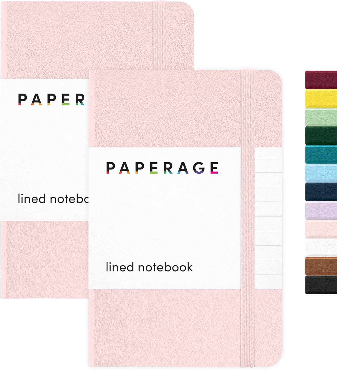PAPERAGE Lined Pocket Journal Notebook, 2 Pack, (Blush), 160 Pages, Small Notebook, 3.6 inches x 5.6 inches - 100 GSM Thick Paper, Hardcover