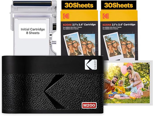 KODAK Mini 2 ERA 4PASS Portable Photo Printer, 2.1x3.4 inches, 68 Sheets Bundle, Black