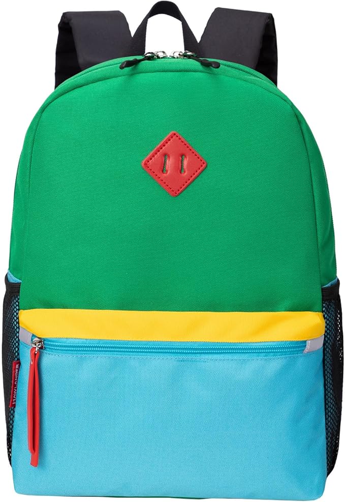 HawLander Little Kids Backpack for Boys Toddler School Bag Fits 3 to 6 years old, 15 inch, Green Blue
