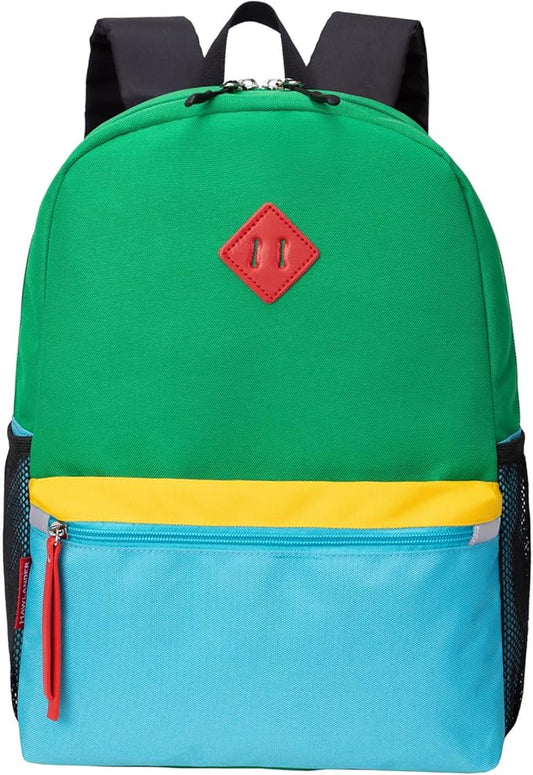 HawLander Little Kids Backpack for Boys Toddler School Bag Fits 3 to 6 years old, 15 inch, Green Blue