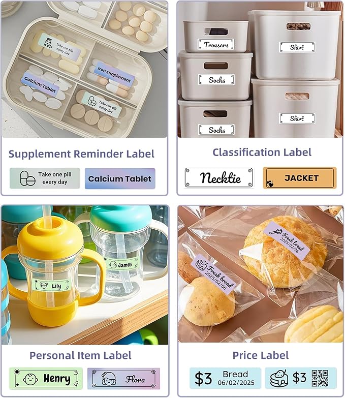 ORGSTA S001 Label Maker Machine with Tape, Portable Bluetooth Label Maker for Home and Office Organization, Thermal Label Printer Mini Sticker Maker with Multiple Templates, White