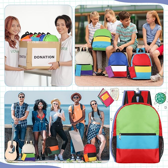 Cholemy 12 Pack 14" Kids Backpack Bulk for School with Zipper Pencil Pouch, Operation Christmas Wholesale Bookbag for Student (Stylish Color)