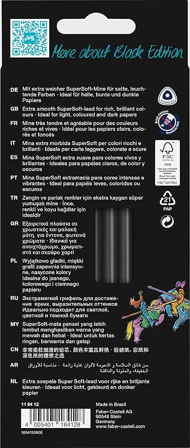 Faber-Castell Black Edition Colored Pencils, Classic 1 Count (Pack of 12)