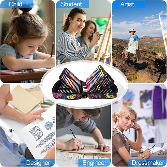 H & B 120-Color Colored Pencils Set with Coloring Book, Eraser, and Sharpener - Perfect for Drawing and Coloring - Soft Oil-Based Cores Ideal for Adults, Kids, and Beginners