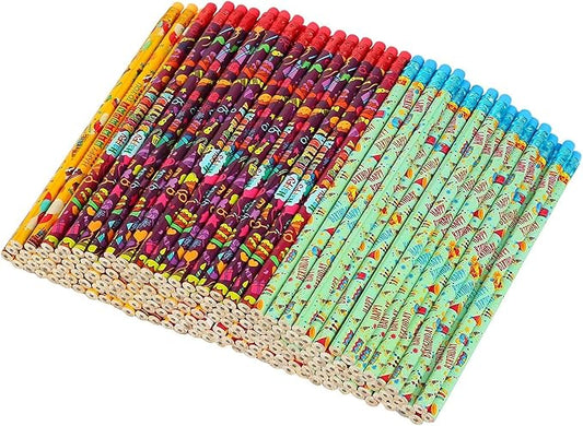 Kolewo4ever 100 Pieces Happy Birthday Pencils Colorful Printed Birthday Pencil with Top Erasers for Teachers Classrooms Reward Birthday Party Kids Gifts Supplie