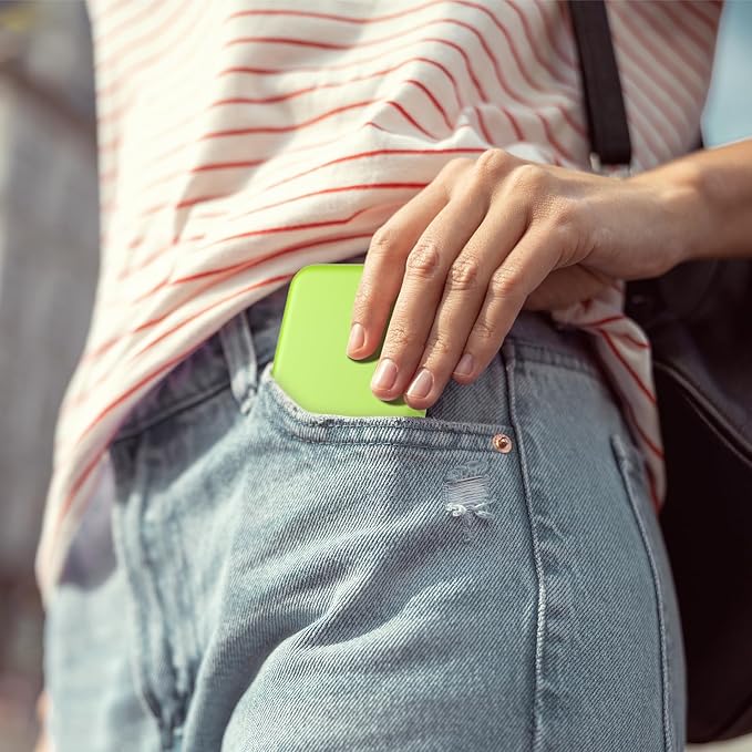 Kintion Pocket Mirror, 1X/3X Magnification LED Compact Travel Makeup Mirror with Light for Purse, 2-Sided, Portable, Folding, Handheld, Small Lighted Mirror for Gift, Light Green