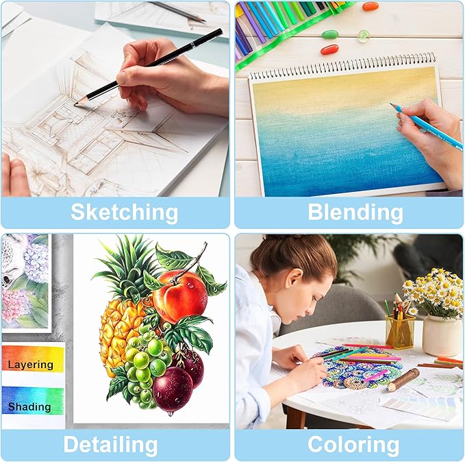 KALOUR Pro Colored Pencils,Set of 520 Colors,Artists Soft Core with Vibrant Color,Ideal for Drawing Sketching Shading,Coloring Pencils for Adults Artists Beginners