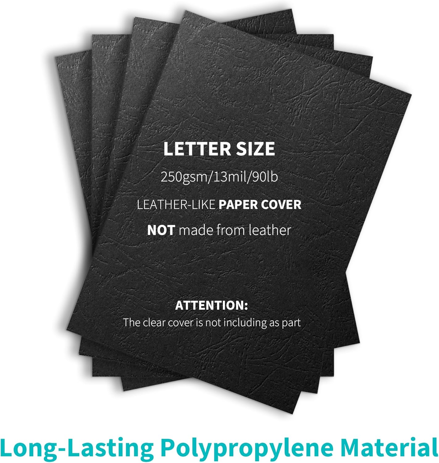 Binditek 25 Pack 13 Mil Grain-Texture Paper Binding Presentation Covers, 8.5 x 11 Inches, 90lb, Un-Punched, Letter Size, Black, Office Supplies