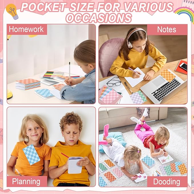 24 Pack Mini Hippie Groovy Notebooks Back to School Favors Small Pocket Size Retro Pink Blue Checked School Girl Notebooks for Students Teacher Appreciation Gift Employee Classroom Prize 5x3 Inch
