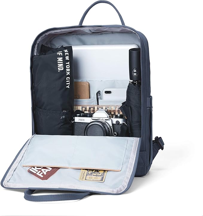 KALIDI Casual Laptop Backpack 15 Inches Classic Camping Rucksack Travel Outdoor Square Daypack College Hiking Gym Bag, Grey Blue