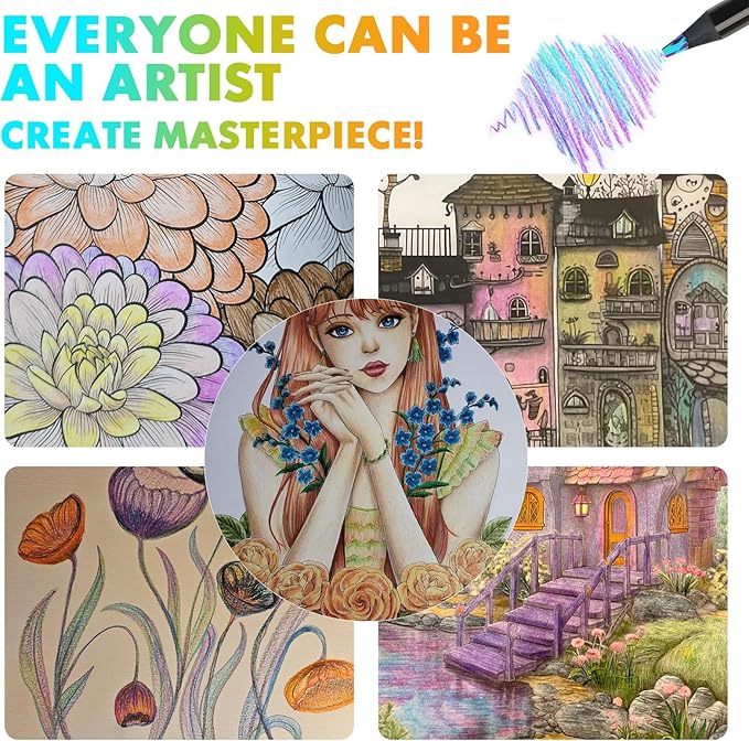 nsxsu Art Supplies for Kids Teens Adults, 8 Pieces Rainbow Colored Pencils, Multicolored Cool Stuff Fun Art Pencil Teen Girl Gifts Trendy Stuff for Coloring, Drawing, Party Favor Bags