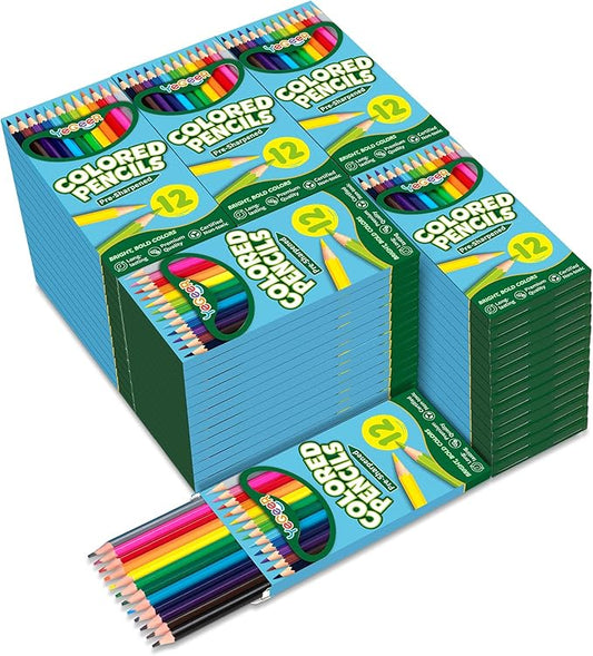 Colored Pencils Bulk, 12 Assorted Colors, 100 Packs Pre-sharpened Coloring Pencils Set for Kids and Adult, Teachers Essential Classroom Prizes, Back to School Supplies (1200)