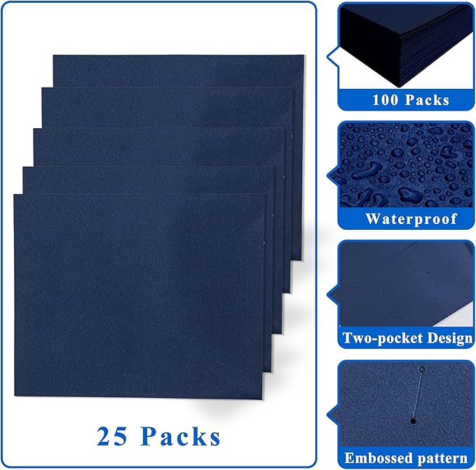Zzrywuty 25 Packs Paper Folders with Pockets for Students,Businessmen and Office Workers,Letter Size,Two Pocket Folders with Card Slot for Office,Business,School Supplies (Royal Blue)