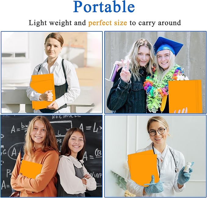 Zzrywuty 50 Packs Two Pocket File Folders with Business Card Slot,Textured Paper,Letter Size,Holds 100 Plus Sheets for School,Office,Business,Orange (Orange-50Pcs)