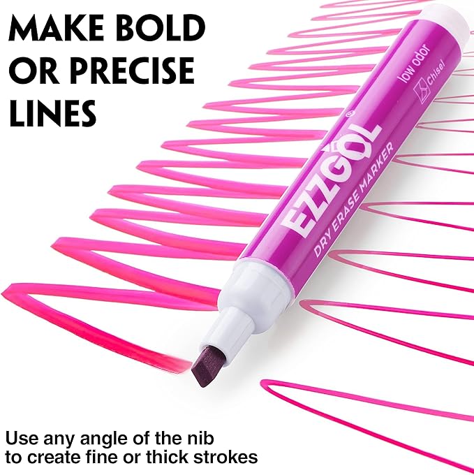 Dry Erase Markers Bulk, 72 Pack, 12 Colors Whiteboard Markers, Chisel Tip Dry Erase Markers Perfect for Writing on Dry Erase Whiteboard Mirror Glass for School, Office or Home