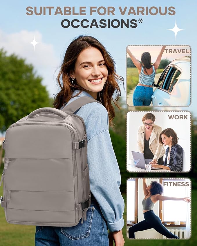 Large Travel Backpack - Carry On Flight Approved Mochila De Viaje - 18x14x8 Inches - Personal Item Travel Bag for Men & Women