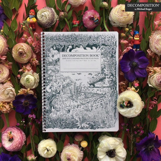 Decomposition Gardening Gnomes College Ruled Spiral Notebook - 9.75 x 7.5 Journal with 160 Lined Pages - 100% Recycled Paper - Cute Notebooks for School Supplies, Home & Office - Made in USA