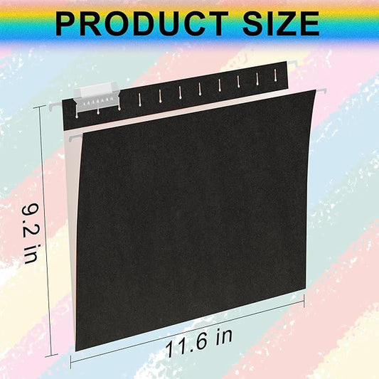 Letter Size File Folders-25 Pack,11 Point Black Paper Stock,Adjustable Tabs,Bulk for Filing Cabinet