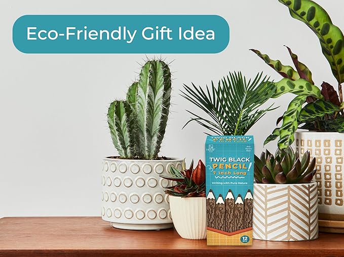 BSIRI Black Pencils Wood Pack of 12 in 7 Inch Tree Bark Wooden Favors in Rustic Twig Pencils Unique Gifts Camping Lumberjack Decorations Party Supplies Novelty Gifts as Natural Pencil