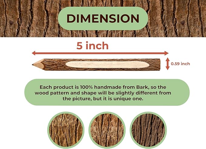 BSIRI Pencil Wood Favors of Graphite Wooden Tree Rustic Twig Pencils Birch of 12 Camping Lumberjack Decorations Party Supplies Novelty Gifts Bark Pencils Gifts (5 Inch Personalized)