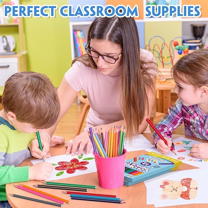 144 Count Colored Pencils for Kids, 12 Pack Colored Pencils Bulk in 12 Vibrant Colors, Pre-sharpened Color Pencil, Bulk School Supplies for Teachers, Classroom Prizes, Art Supplies for Adults