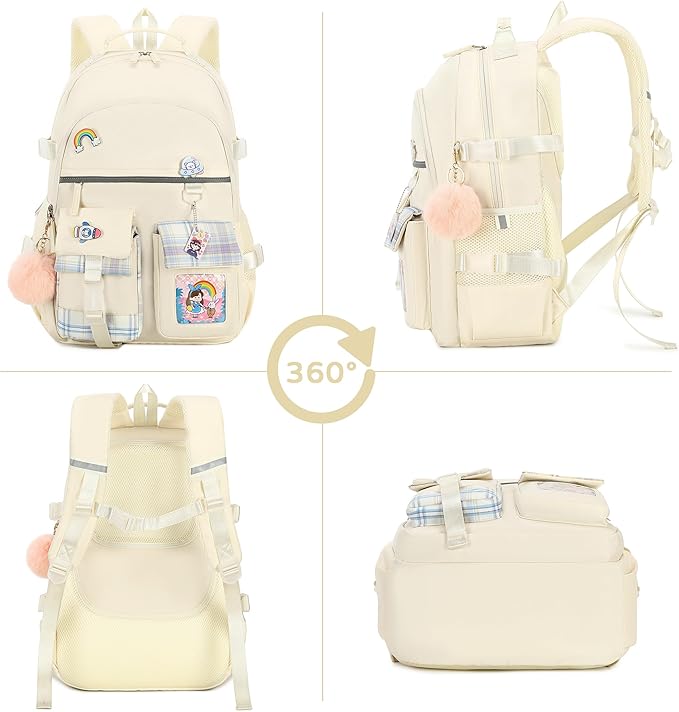 Hey Yoo Cute Backpack for School Backpack for Girls Backpack with Lunch Box Bookbag Set Kids Backpacks for Teen Girls