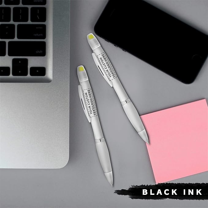 DISCOUNT PROMOS 50 Marathon Gel Highlighter Pens Pack - Customizable Text, Logo - Twist Mechanism, Ballpoint - Silver