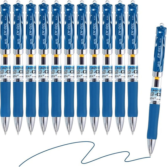 M&G Gel Pen Medium Point 0.5mm, 12 Pack Quick Dry Smooth Retractable Dark Blue Gel Ink Rollerball Pen for Home Office Writing Note Taking Journaling Business, Style 1