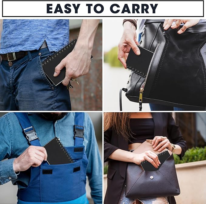 Jutom 100 Pcs Small Spiral Notebooks Memo Pads 3x5 Bulk Small Pocket Notebooks Mini Notepads with Lined Pages Mini Journals for Office Back to School Work Writing Supplies, 120 Pages (Black)