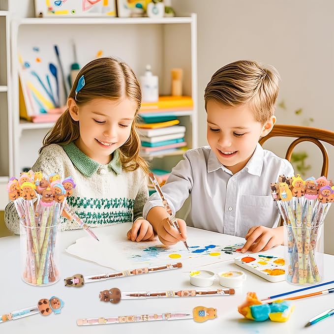 48 Pieces Cute Capybara Stackable Pencils Capybara Party favors Translucent Multi Point Push Fun Pencils Gifts for School Supplies Classroom Rewards.