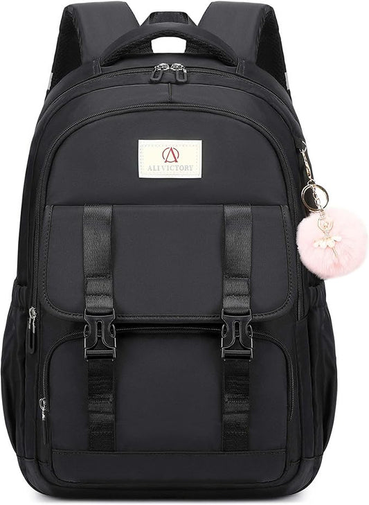 AO ALI VICTORY Laptop Backpack 16 Inch Kids Elementary Middle High School Bag College Backpacks Women Work Business Back Pack Travel Rucksack Large Bookbag for Teens Girls Womens Students,Black