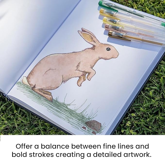 OfficeGoods Blue Gel Pens with Refills – Colored Adults Coloring Art – Medium 0.8-1.0mm Tips – Non-Toxic Gel Pens Set – Quick Dry Smudge-Free 24 Pack Colors