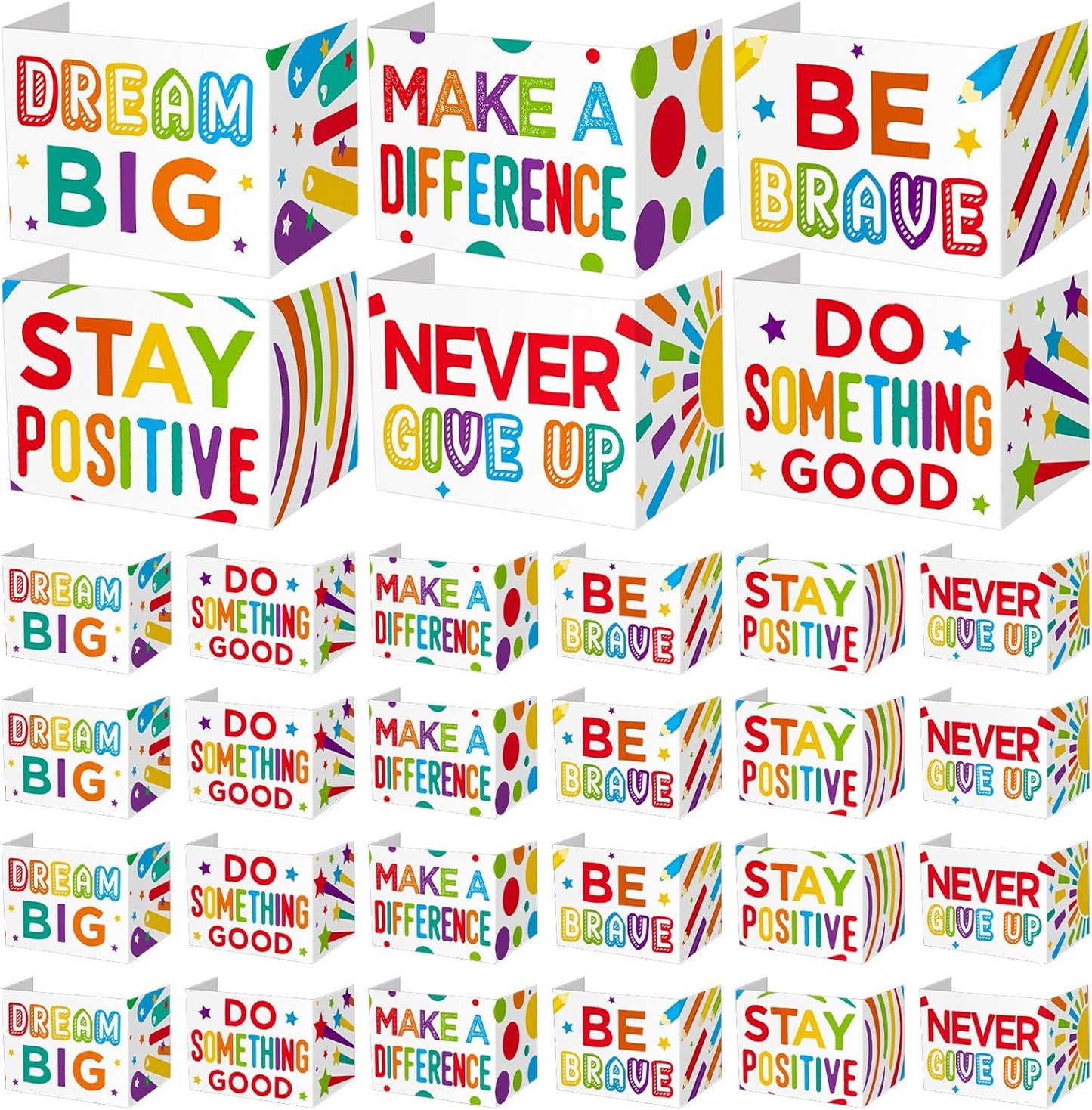 Honoson 24 Pcs Bulk Inspirational Privacy Folders for Students Cardboard Test Privacy Boards Motivational Words Desk Dividers Shield for Classroom School Study Supplies, 6 Styles (Gorgeous)