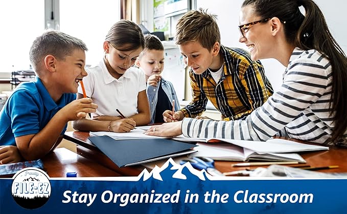 FILE-EZ Two-Pocket Folders, Assorted Colors, 25-Pack, Textured Paper, Letter Size (EZ-32500)