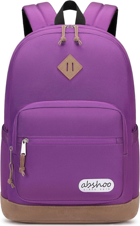 abshoo Classic Backpack for School College Bookbag Middle High School Girls Bakcpacks for Teen Casual Daypack (Purple)