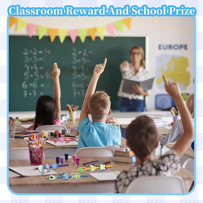 Kaiyuan Dynasty 50pcs Pencil Topper Decorations Random Cute Pencil Topper For Kids Lovely Pencil Clips For Classroom Reward Students School Prize Easter Egg Fillers