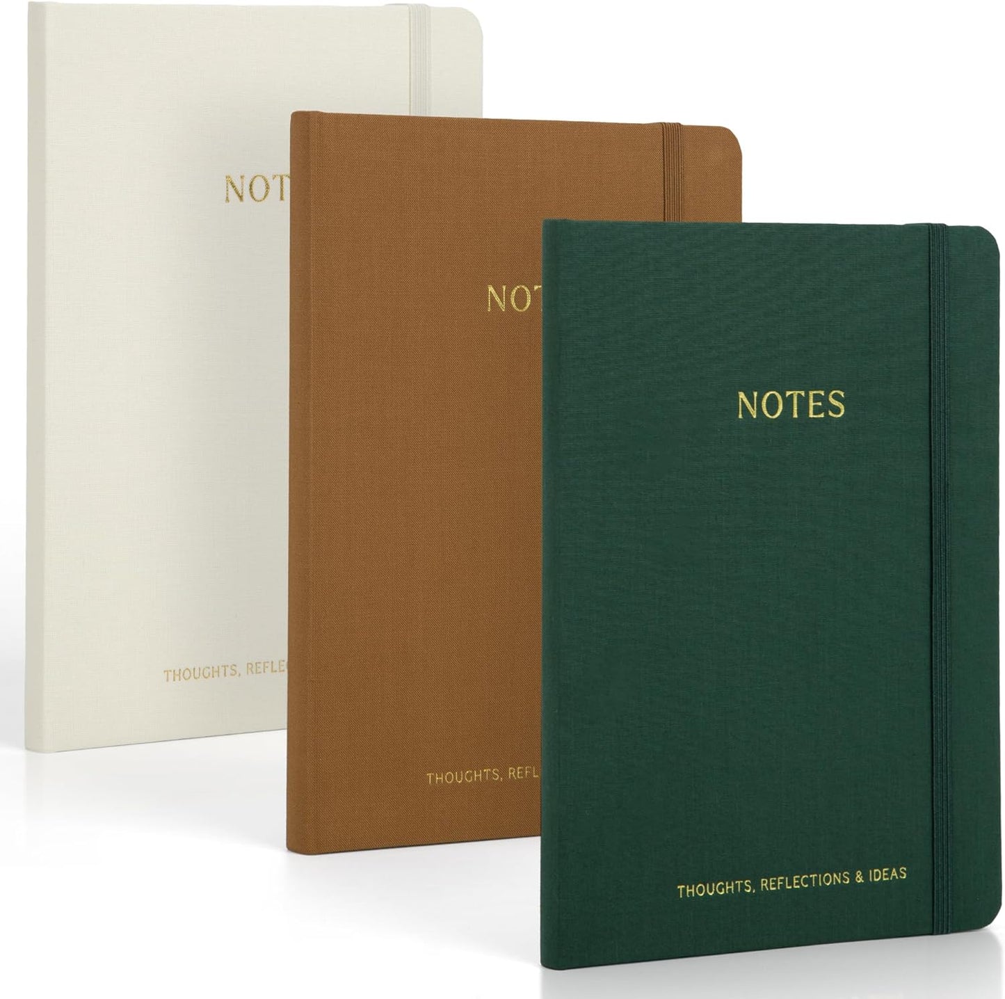 ZICOTO Aesthetic Journal Set Of 3 - Premium Linen Cover, College Ruled 8x5.7 Notebooks With Large Pockets - Ideal For Staying Organized At Work Or School
