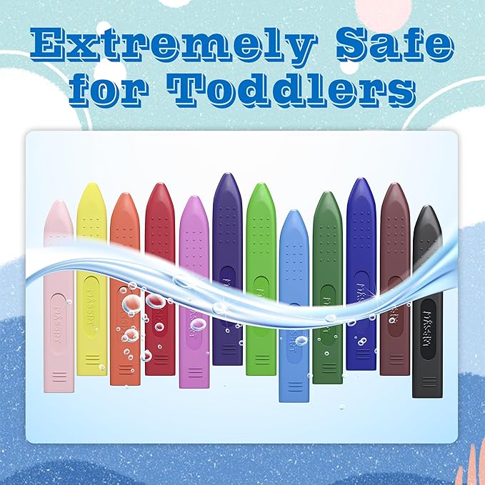 Triangle Jumbo Toddler Crayons 12 Count, Non Toxic Unbreakable Crayons, Easy-Grip Washable, Safe Coloring Gifts for Babies and Children