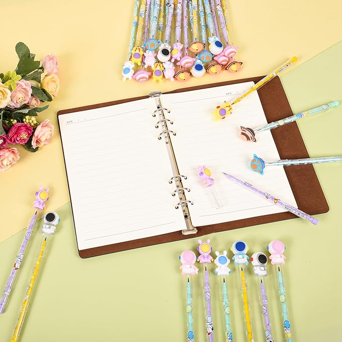 48 Pieces Cute Stackable Pencils for Kids Space Party Favors Translucent Multi Point Push Fun Cool Pencils Gifts for Classroom Rewards.