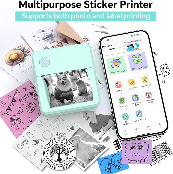 Label Maker Machine with Tape – Bluetooth Thermal Label Printer, Mini Sticker Maker for Home, Office, School & Small Business, Includes 2 Rolls of Label Paper