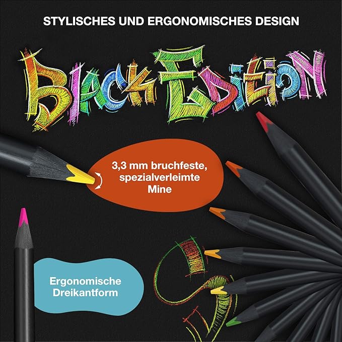 Faber-Castell Black Edition Colored Pencils, Classic 1 Count (Pack of 12)