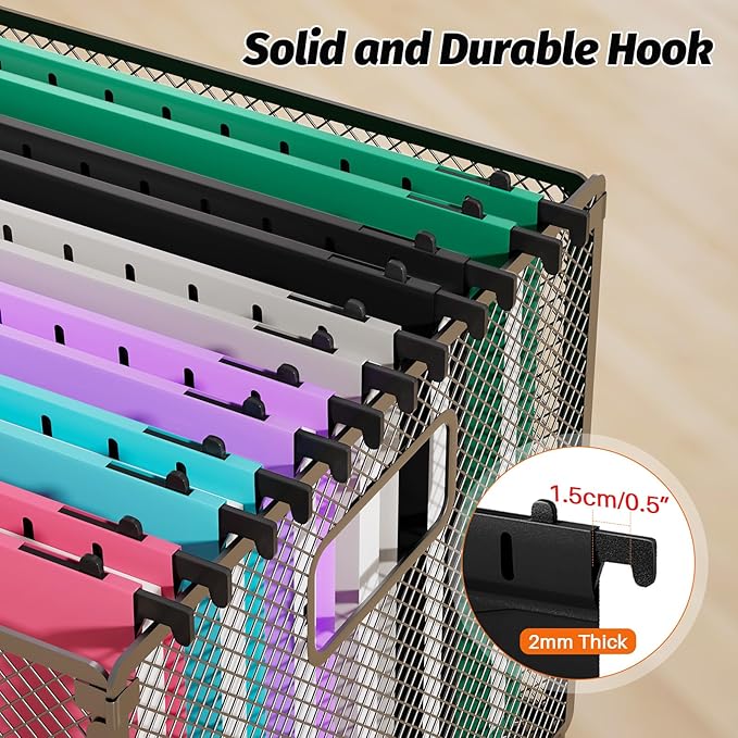 Extra Capacity Plastic Hanging File Folders,12 Pack Reinforced Hang Folder,Heavy Duty 1 Inch Expansion,Filing Cabinet Folders Letter Size for Bulk Files/Medical Charts (No Sealed, Assorted Colors)