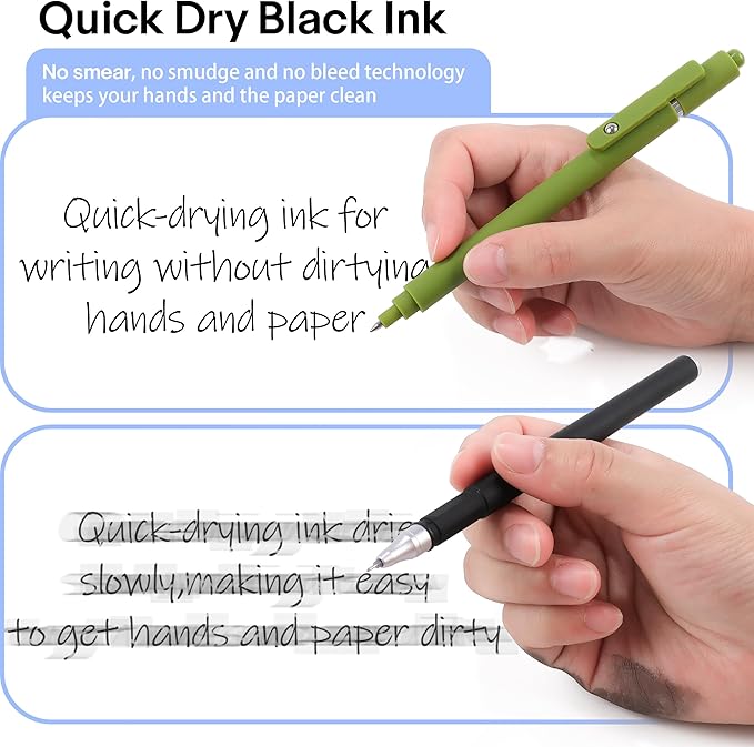 RIANCY Gel Pens, 0.5mm Black Ink Quick Dry Ball Point Pens, Fine Point Smooth Writing Retractable Pens, Cute Aesthetic Gifts Set for Men Women Journaling, Office School Stationery Supplies Pack of 20