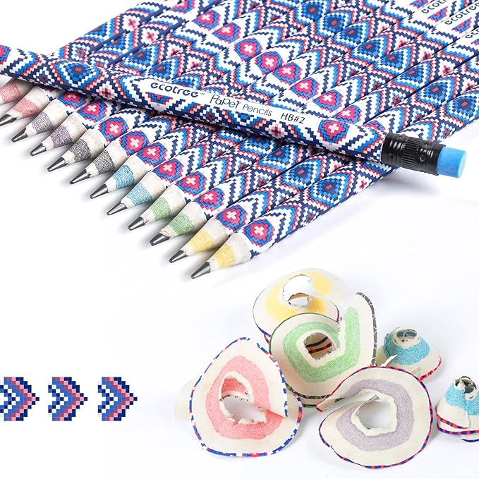 ECOTREE Pencils #2 Pre-Sharpened Pencils for Kids Number 2 Pencil with Erasers for School, Writing, 12 Count